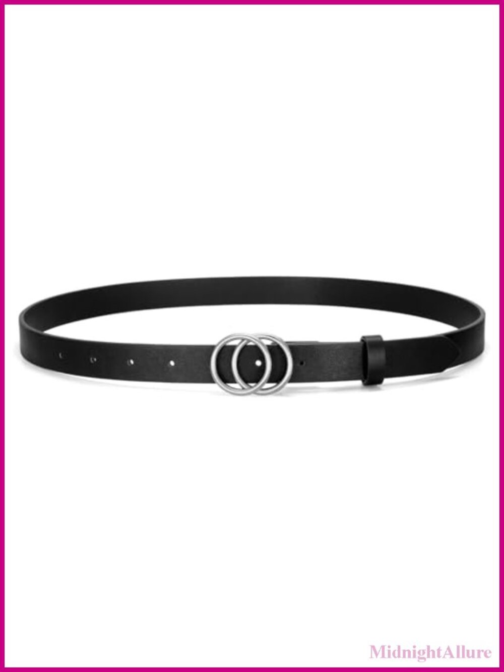 Skinny PU Leather Belt Thin Waist Double Ring Buckle for Dresses Jeans